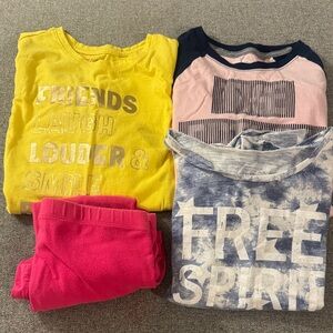 5/$15- Colorful Graphic T-Shirts and Pink Pants Set